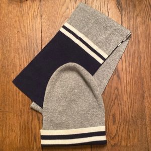 Crewcuts (J Crew Kids) Boys Cashmere Scarf and Hat Gray/Navy
